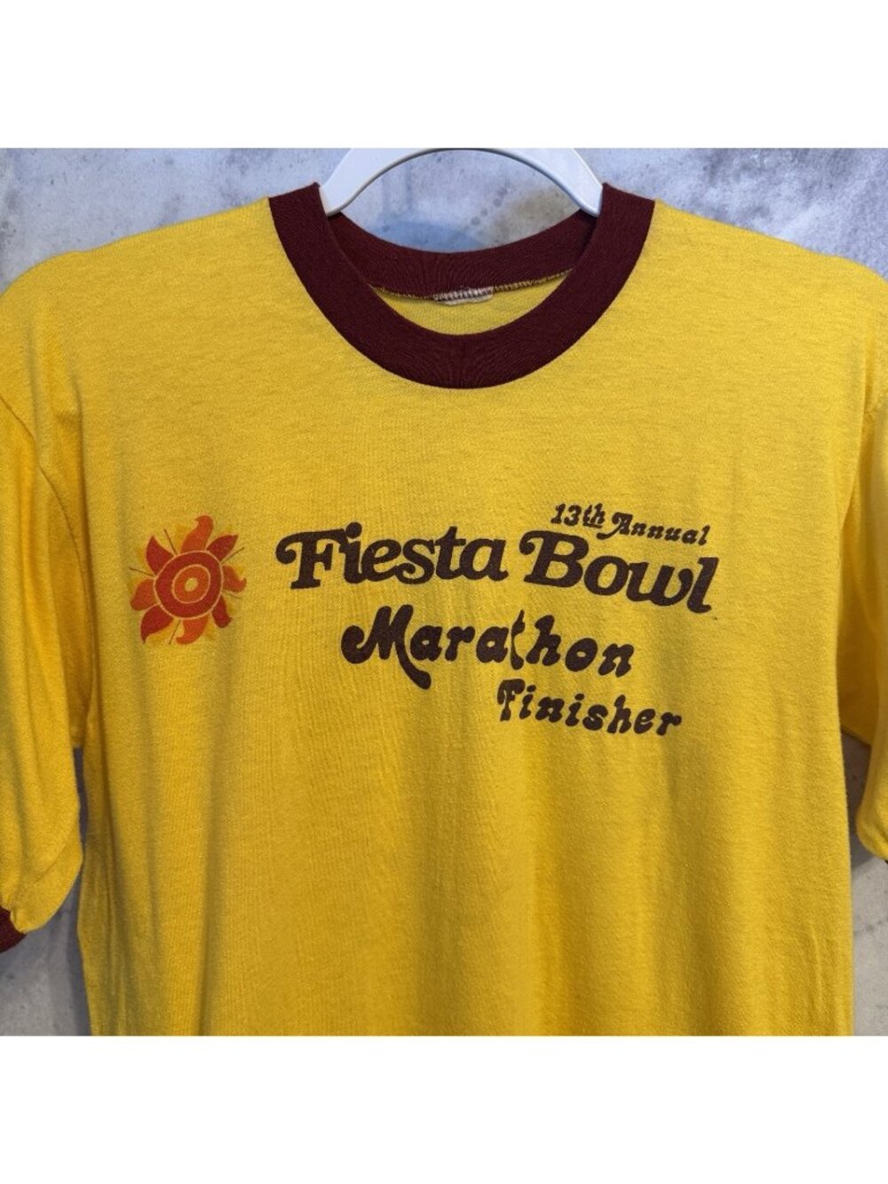 Vintage 80s Fiesta Bowl Marathon Finisher Ringer T Shirt 13th Annual Size Small